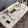Hanah Home Mesa de Estudio Gold, Escritorio Glamuroso Blanco y Dorado, 120x75x60 cm